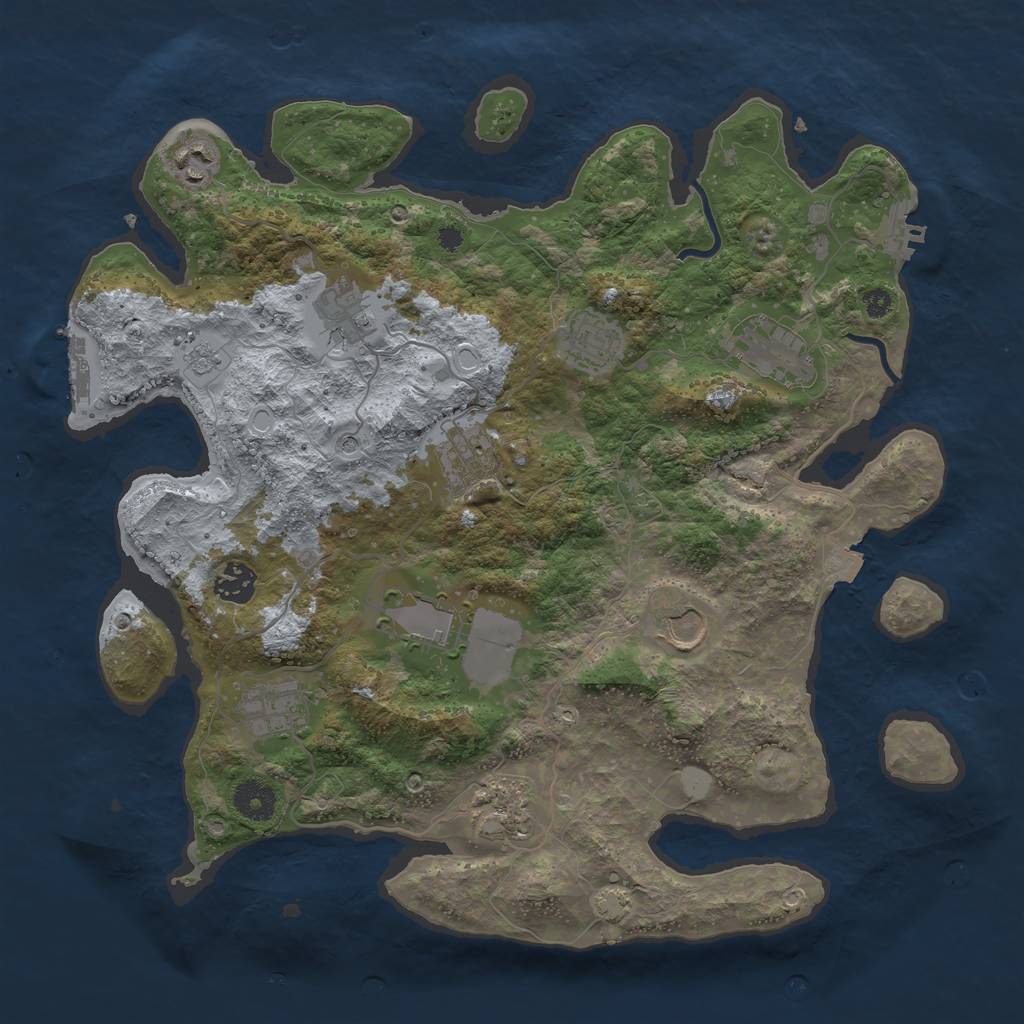 Rust Map: Procedural Map, Size: 3700, Seed: 442547419, 18 Monuments