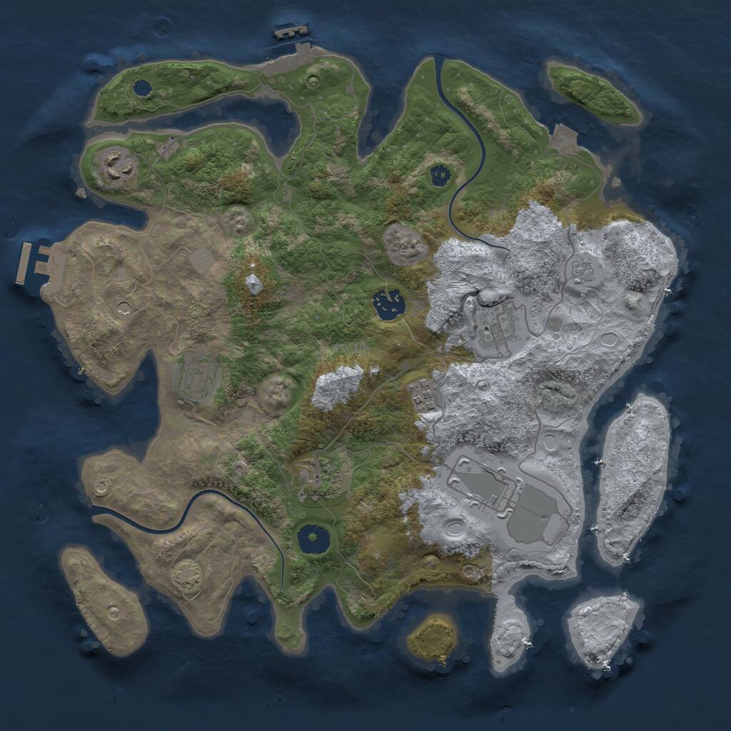 Rust Map: Procedural Map, Size: 3500, Seed: 126205969, 13 Monuments