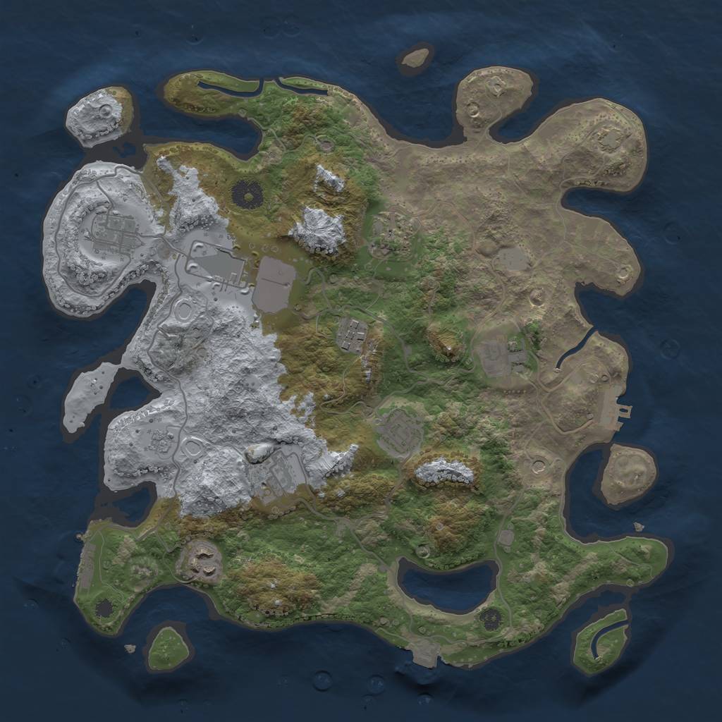Rust Map: Procedural Map, Size: 3500, Seed: 609653089, 16 Monuments