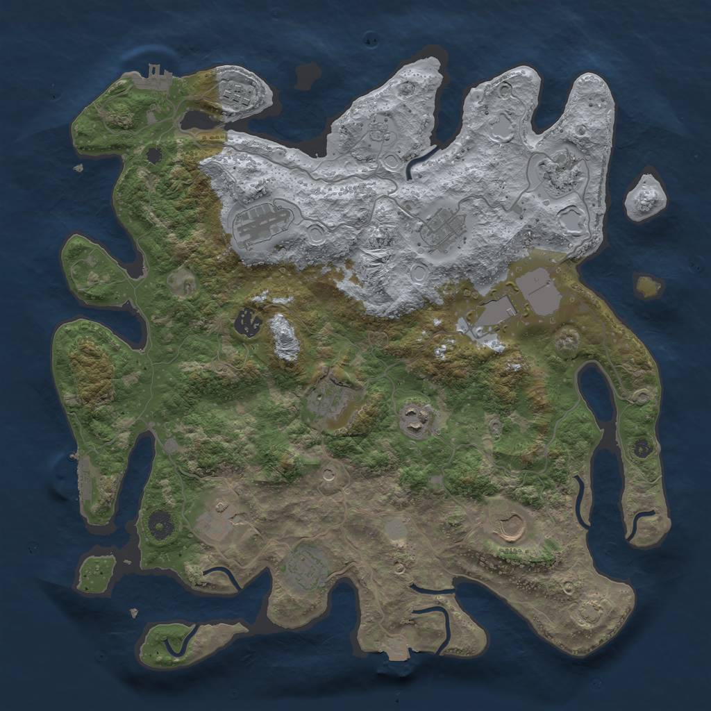 Rust Map: Procedural Map, Size: 3900, Seed: 13065, 19 Monuments