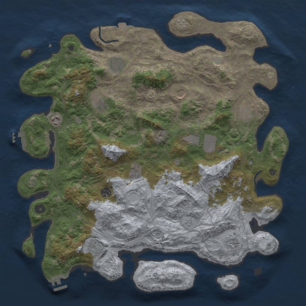 Rust Map: Procedural Map, Size: 4500, Seed: 1702947100, 19 Monuments