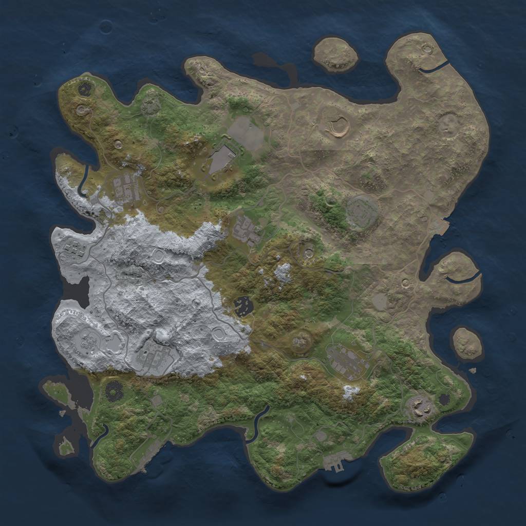 Rust Map: Procedural Map, Size: 3900, Seed: 43016, 18 Monuments