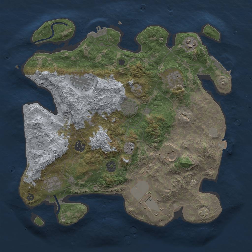 Rust Map: Procedural Map, Size: 3500, Seed: 336713700, 17 Monuments