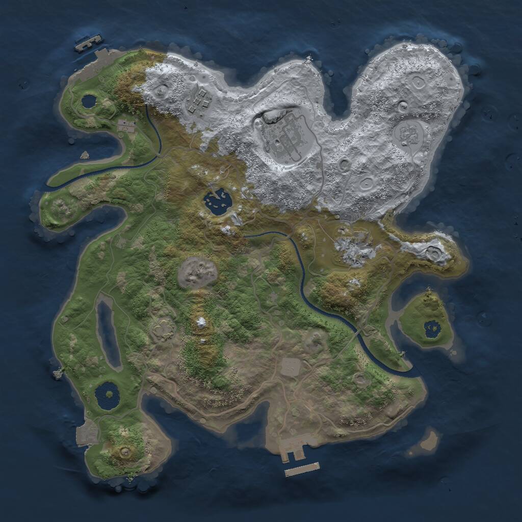 Rust Map: Procedural Map, Size: 3000, Seed: 115500390, 9 Monuments
