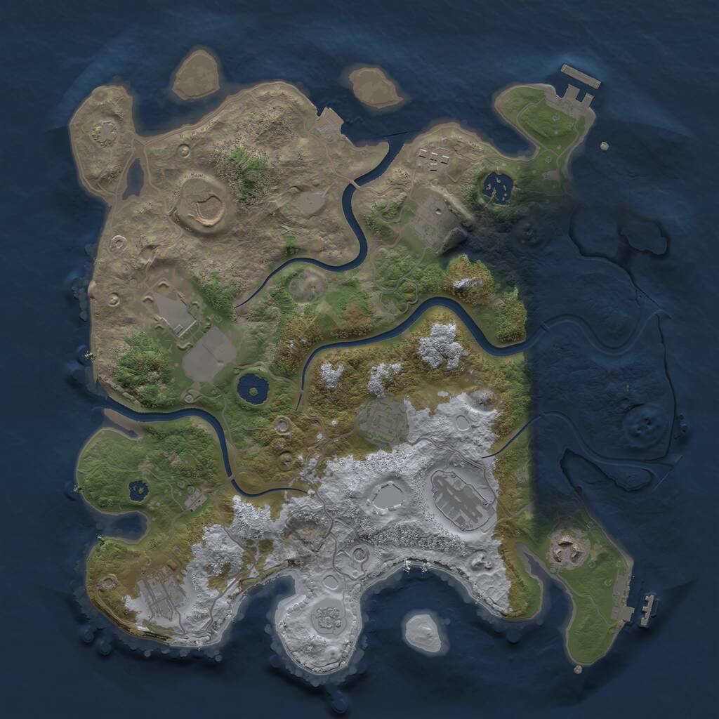 Rust Map: Procedural Map, Size: 3500, Seed: 1756632001, 15 Monuments
