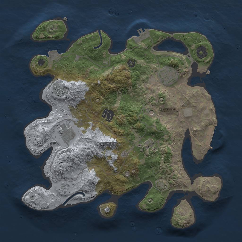 Rust Map: Procedural Map, Size: 3000, Seed: 222089646, 13 Monuments