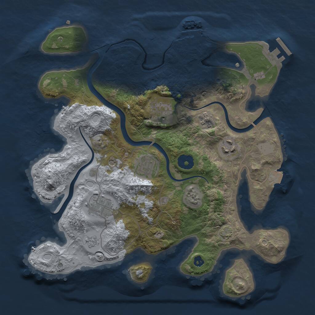 Rust Map: Procedural Map, Size: 3000, Seed: 222089646, 11 Monuments