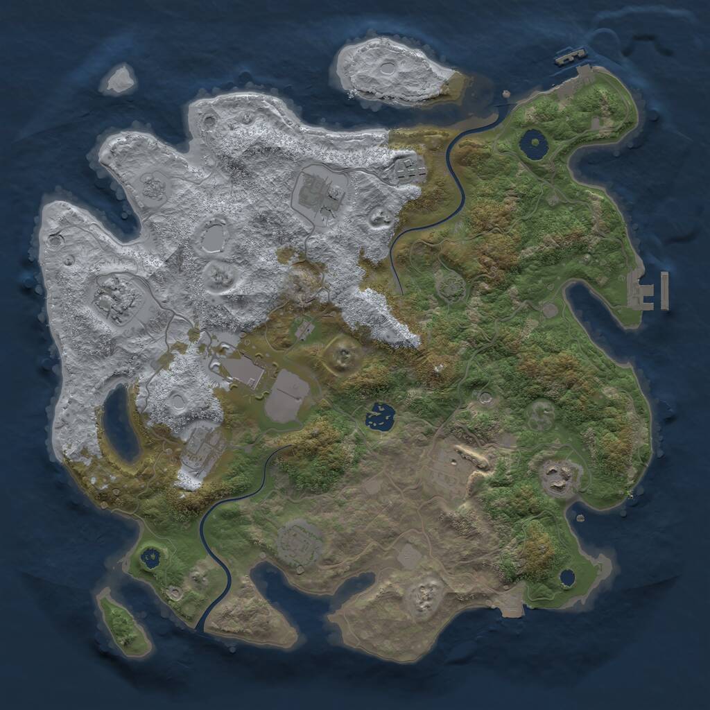 Rust Map: Procedural Map, Size: 3700, Seed: 1659819972, 15 Monuments