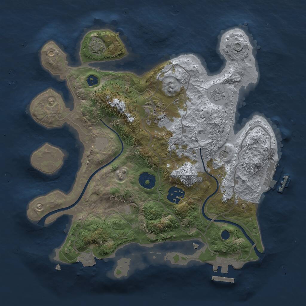 Rust Map: Procedural Map, Size: 2750, Seed: 76097241, 8 Monuments