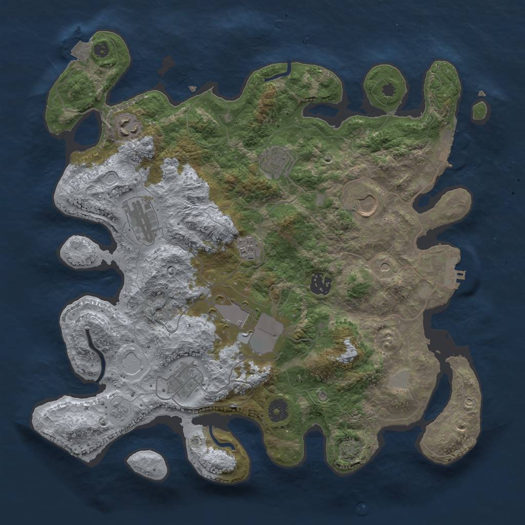 Rust Map: Procedural Map, Size: 3600, Seed: 688304299, 16 Monuments