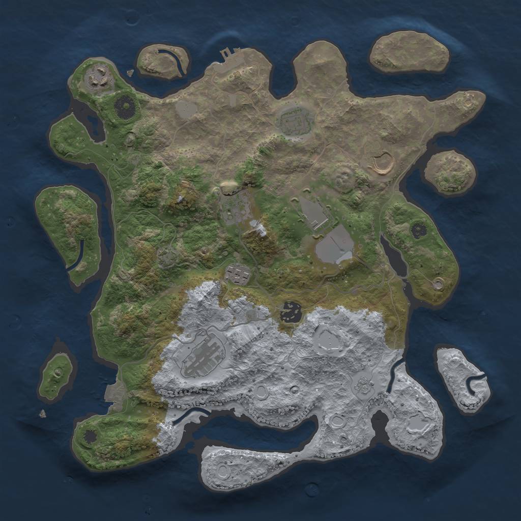 Rust Map: Procedural Map, Size: 3500, Seed: 455436280, 14 Monuments