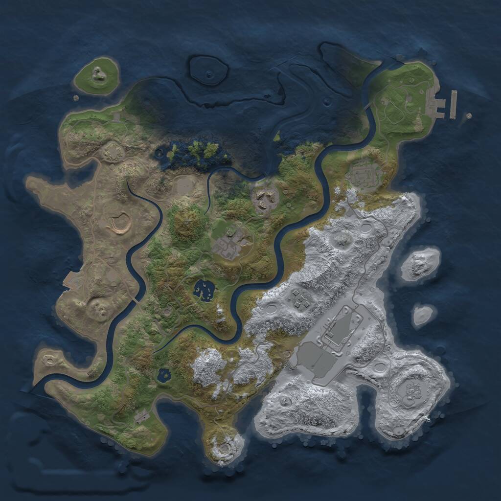 Rust Map: Procedural Map, Size: 3500, Seed: 658567895, 12 Monuments