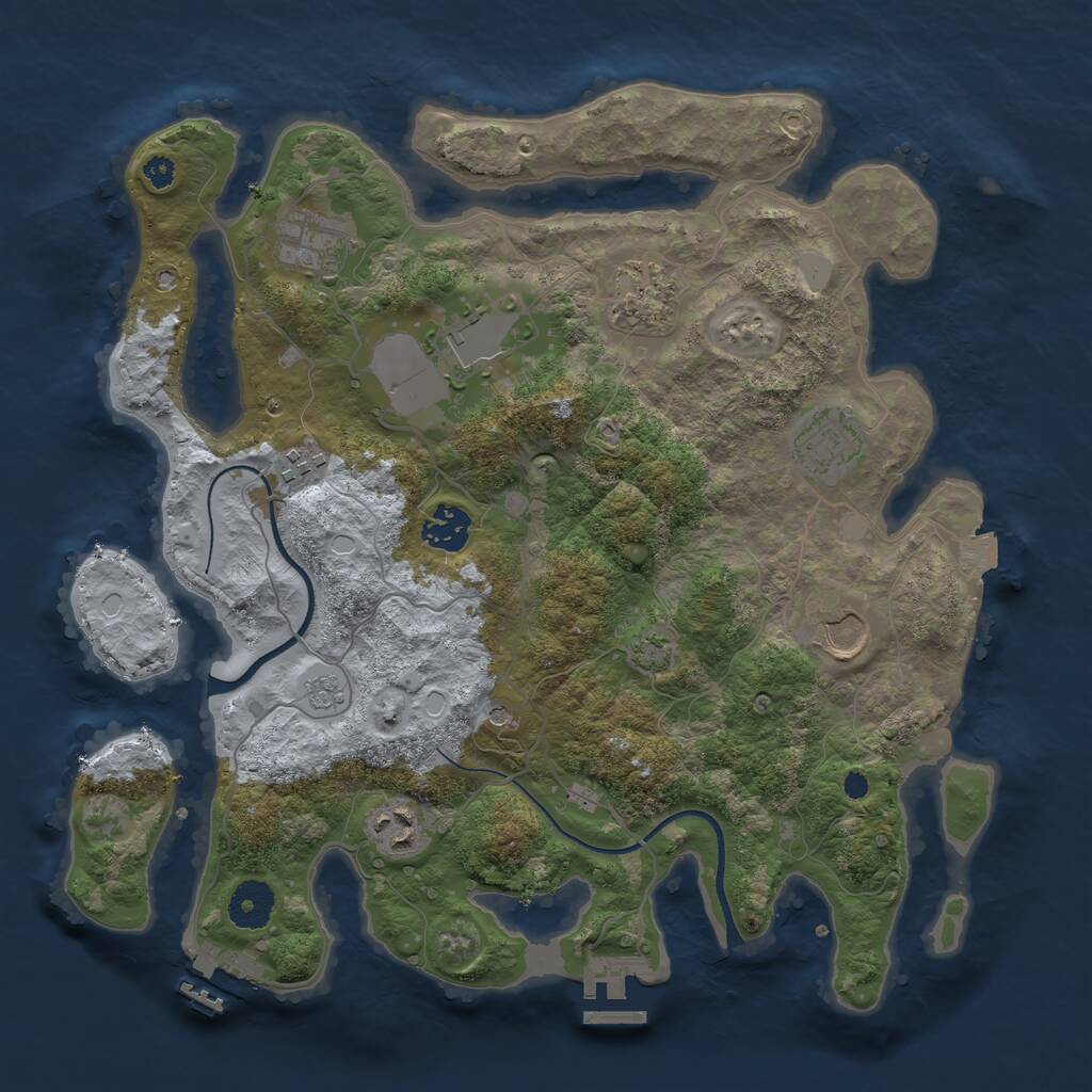 Rust Map: Procedural Map, Size: 3500, Seed: 1448657723, 14 Monuments