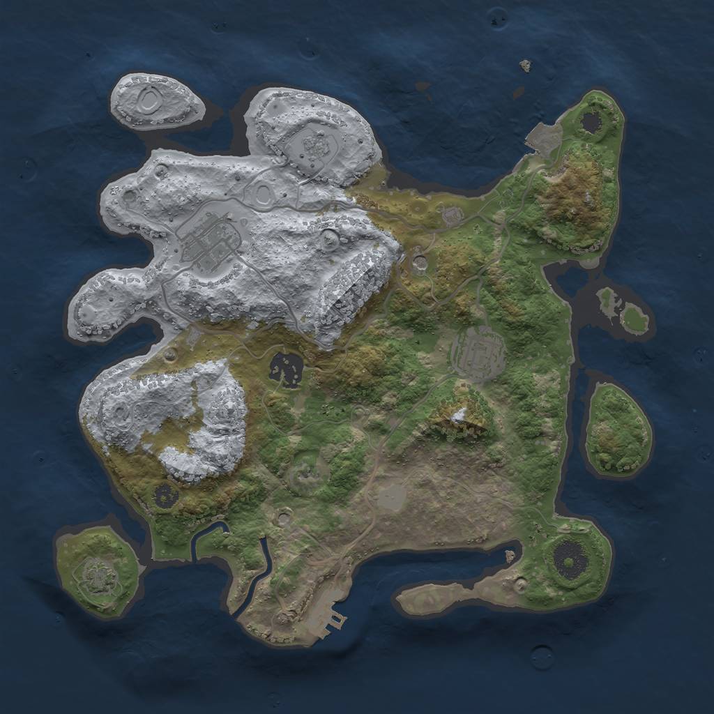 Rust Map: Procedural Map, Size: 3000, Seed: 551628751, 10 Monuments