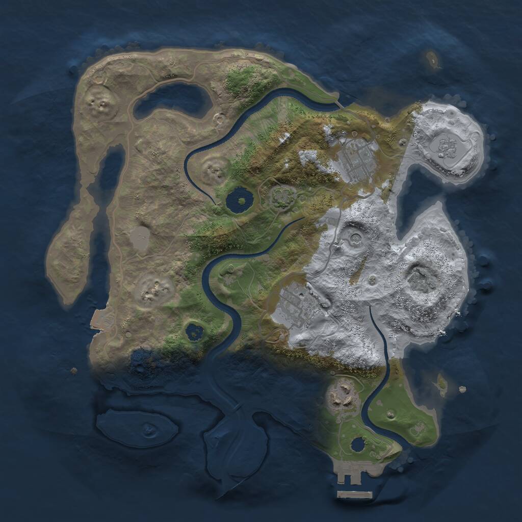 Rust Map: Procedural Map, Size: 3000, Seed: 1272701272, 8 Monuments