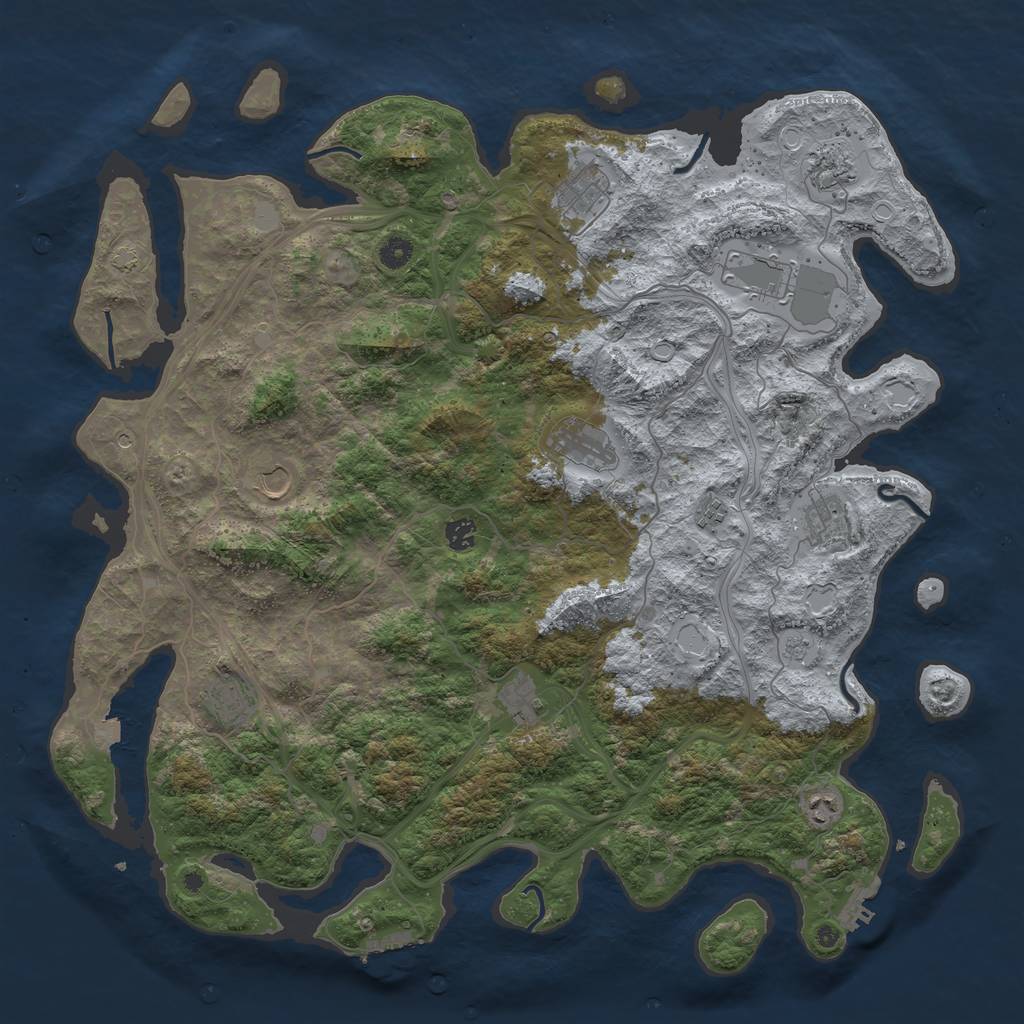 Rust Map: Procedural Map, Size: 4800, Seed: 1973287848, 19 Monuments