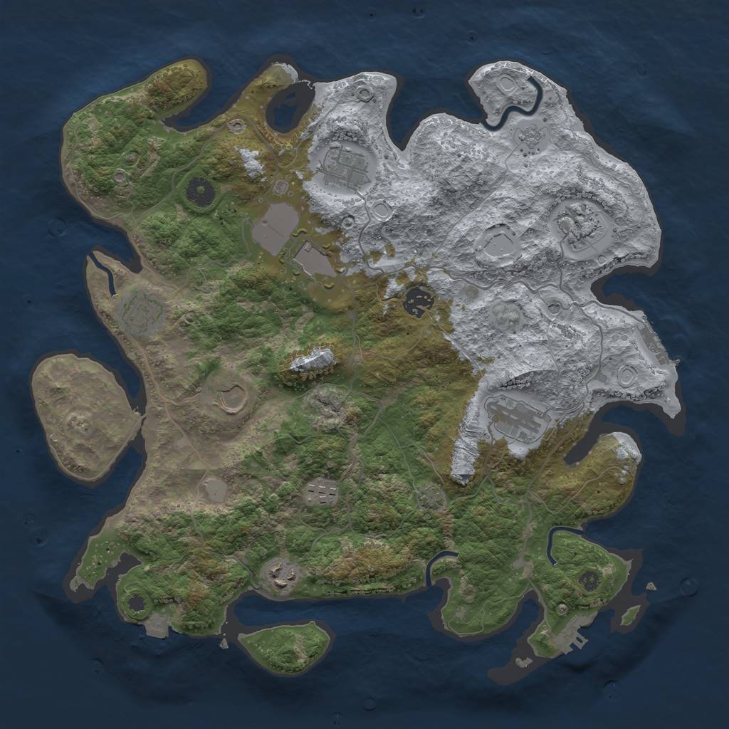 Rust Map: Procedural Map, Size: 3800, Seed: 851162953, 17 Monuments