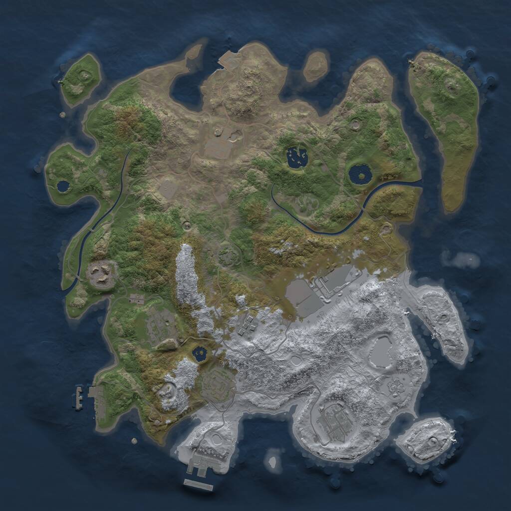 Rust Map: Procedural Map, Size: 3500, Seed: 539364849, 13 Monuments