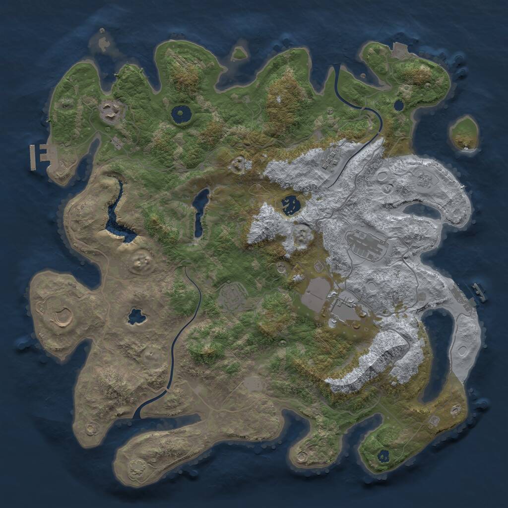 Rust Map: Procedural Map, Size: 4000, Seed: 1261169306, 13 Monuments