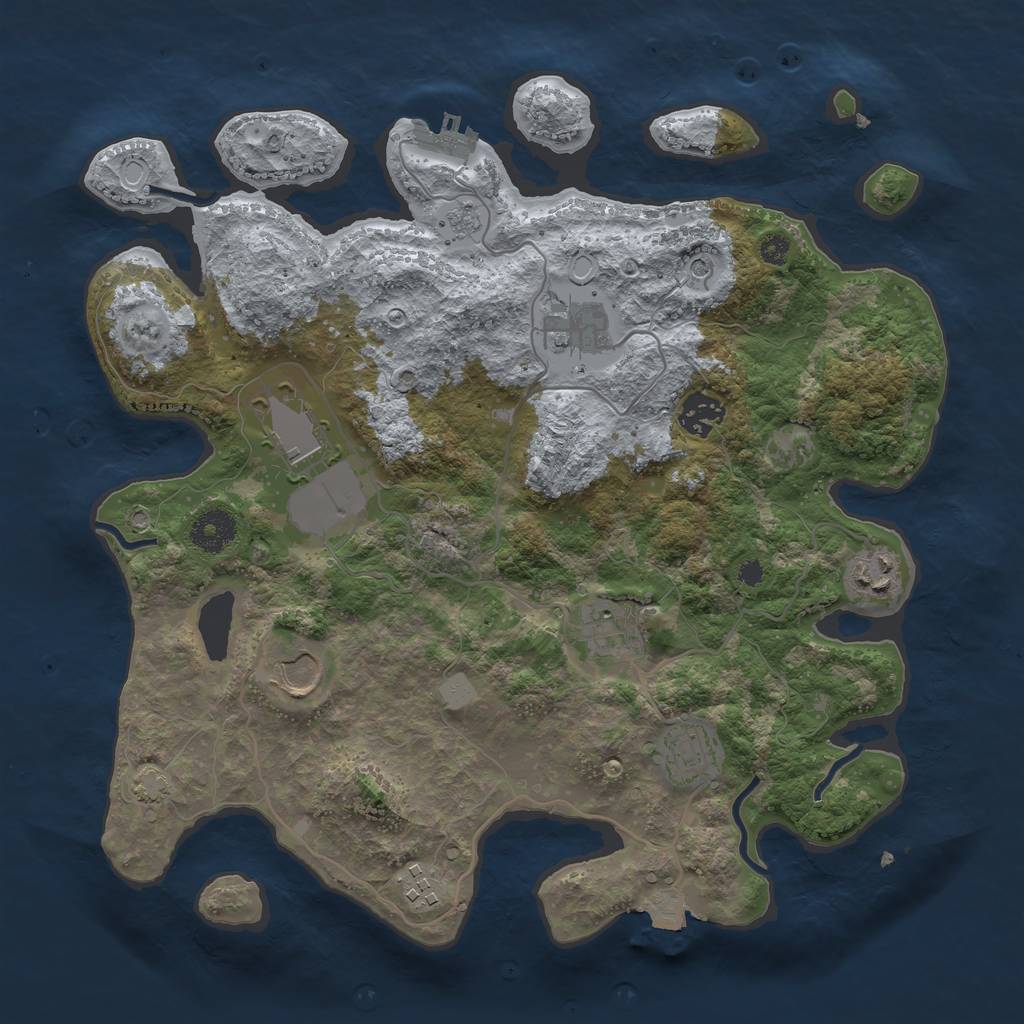 Rust Map: Procedural Map, Size: 3500, Seed: 374504014, 15 Monuments