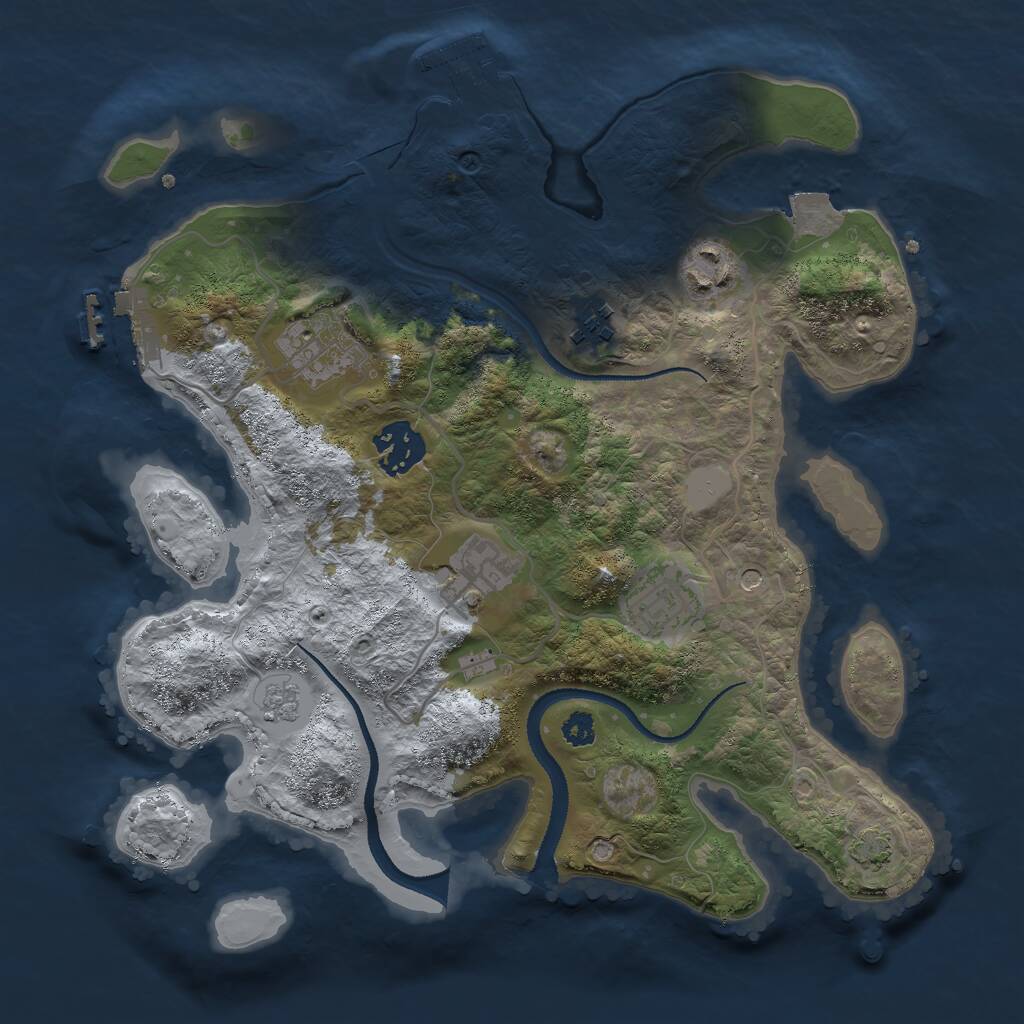 Rust Map: Procedural Map, Size: 3000, Seed: 1443620156, 12 Monuments