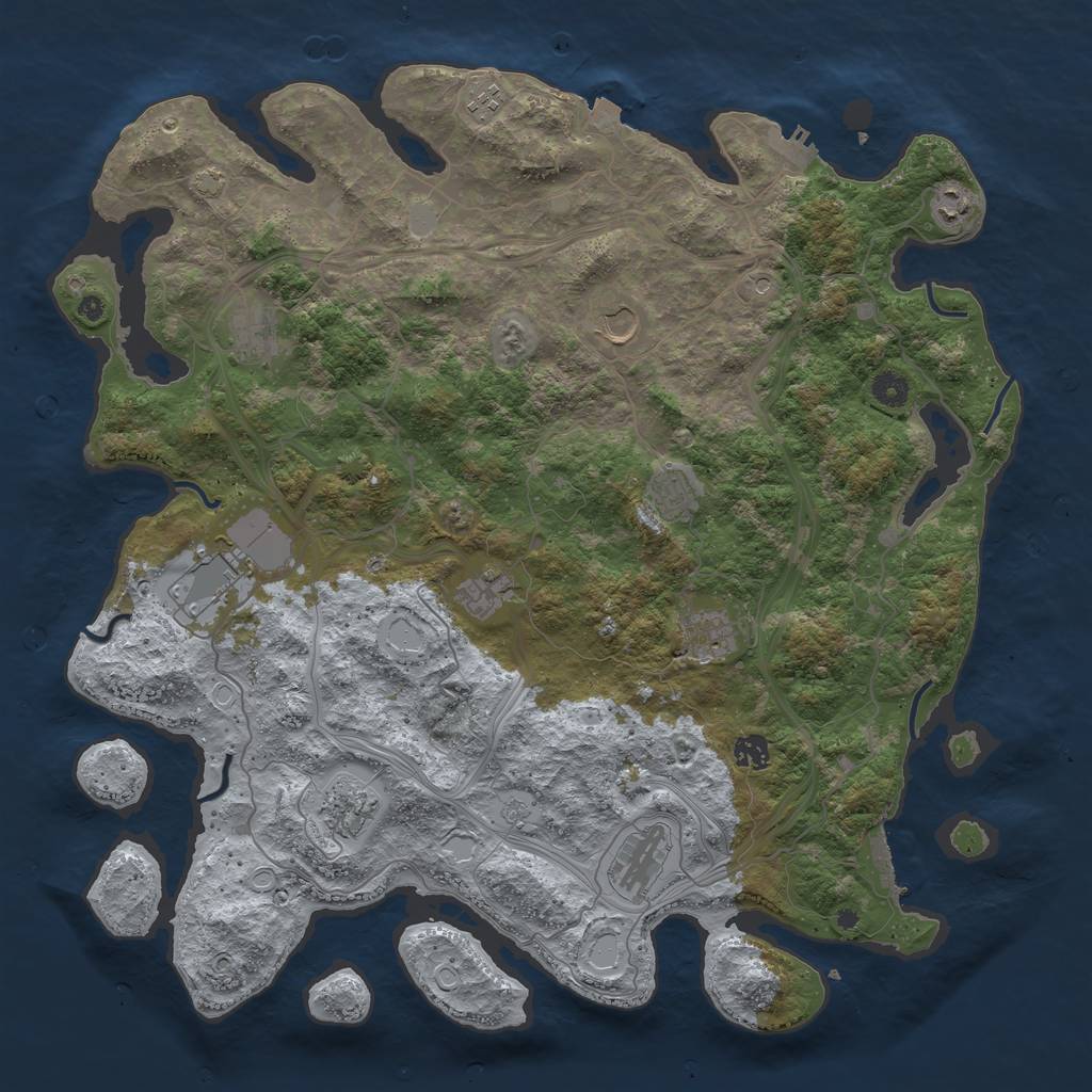 Rust Map: Procedural Map, Size: 4500, Seed: 403023550, 19 Monuments