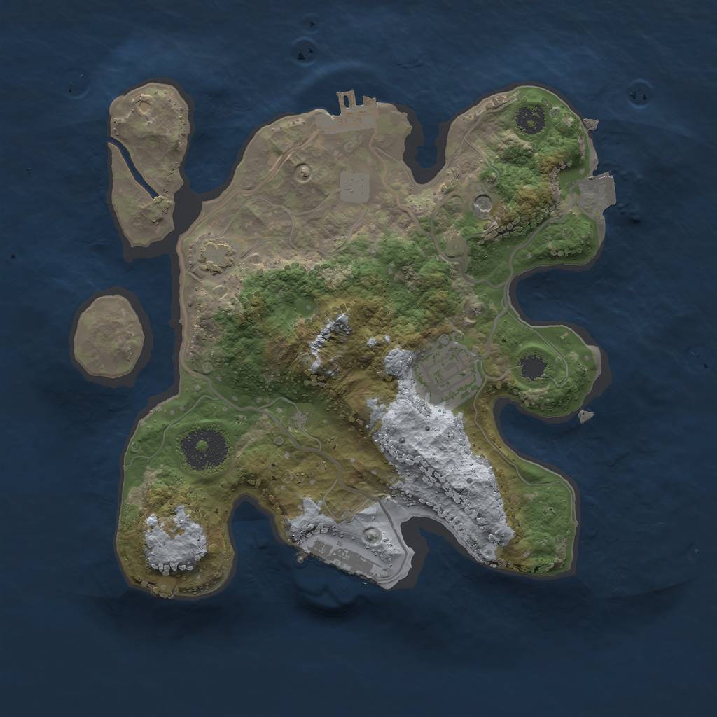 Rust Map: Procedural Map, Size: 2500, Seed: 660510528, 8 Monuments