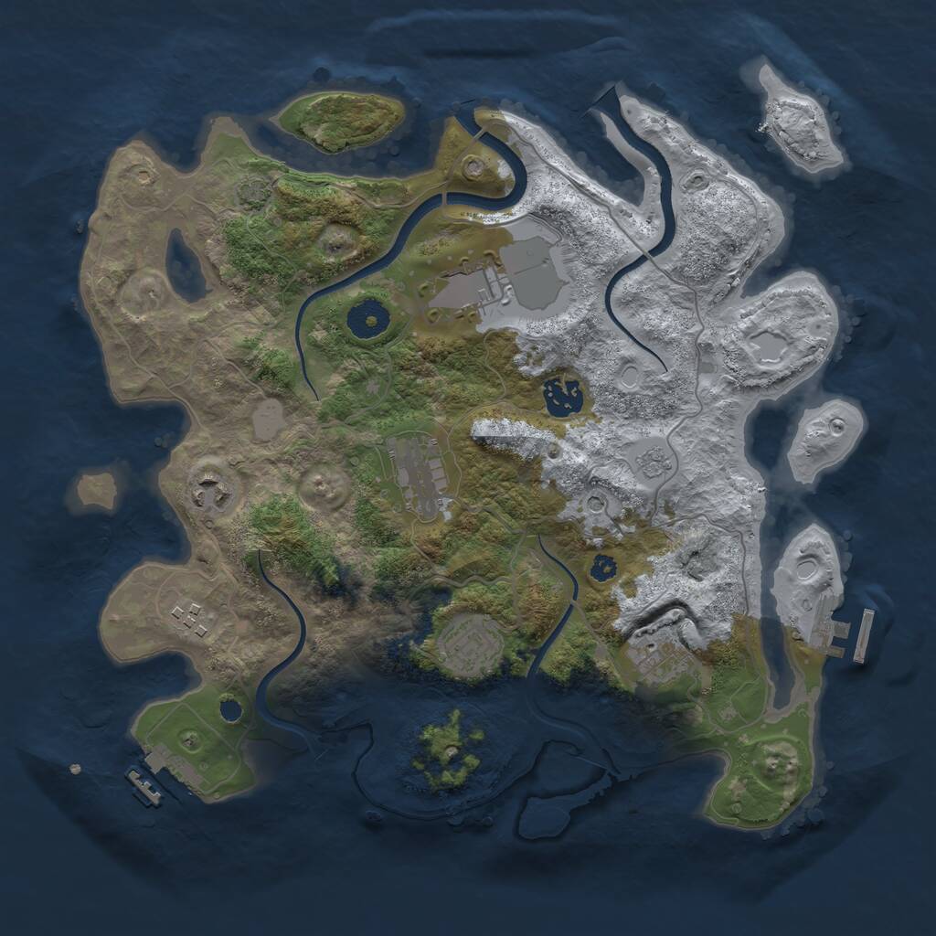 Rust Map: Procedural Map, Size: 3500, Seed: 1354070568, 13 Monuments