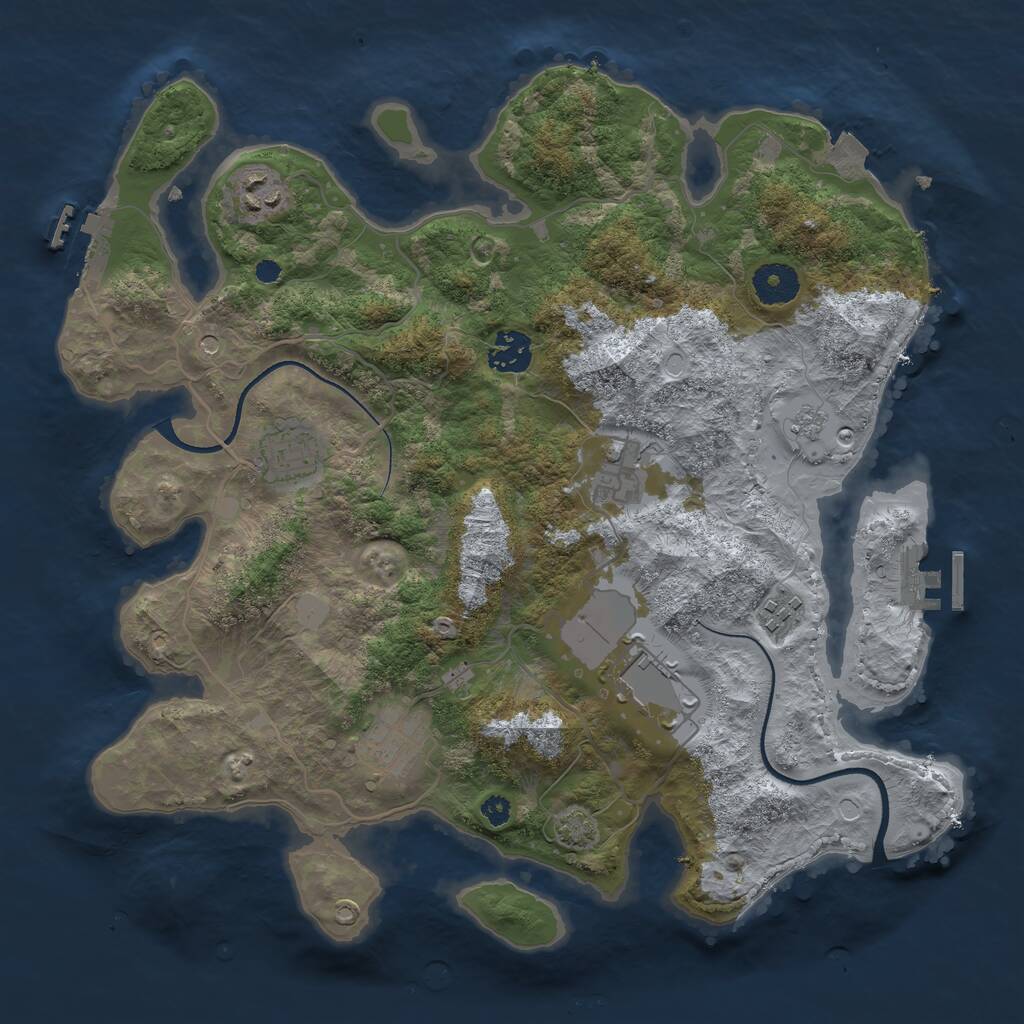 Rust Map: Procedural Map, Size: 3500, Seed: 1157360907, 13 Monuments