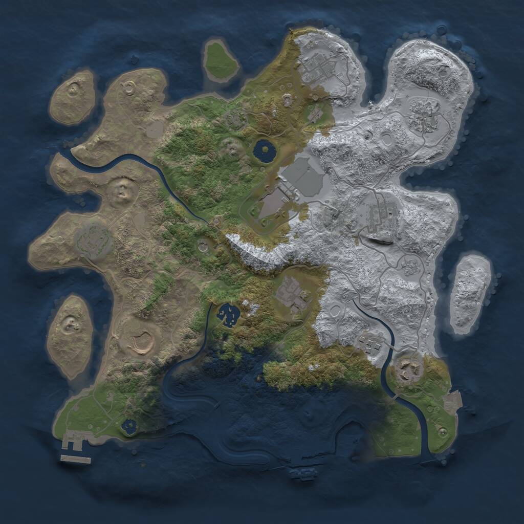 Rust Map: Procedural Map, Size: 3500, Seed: 177096707, 16 Monuments