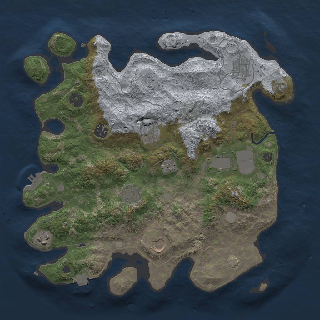 Rust Map: Procedural Map, Size: 3500, Seed: 1882512169, 15 Monuments