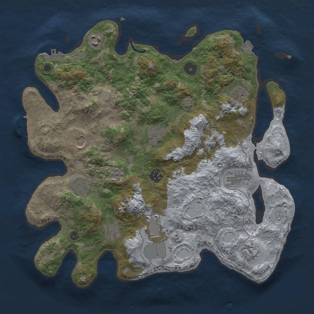 Rust Map: Procedural Map, Size: 3750, Seed: 938810, 19 Monuments