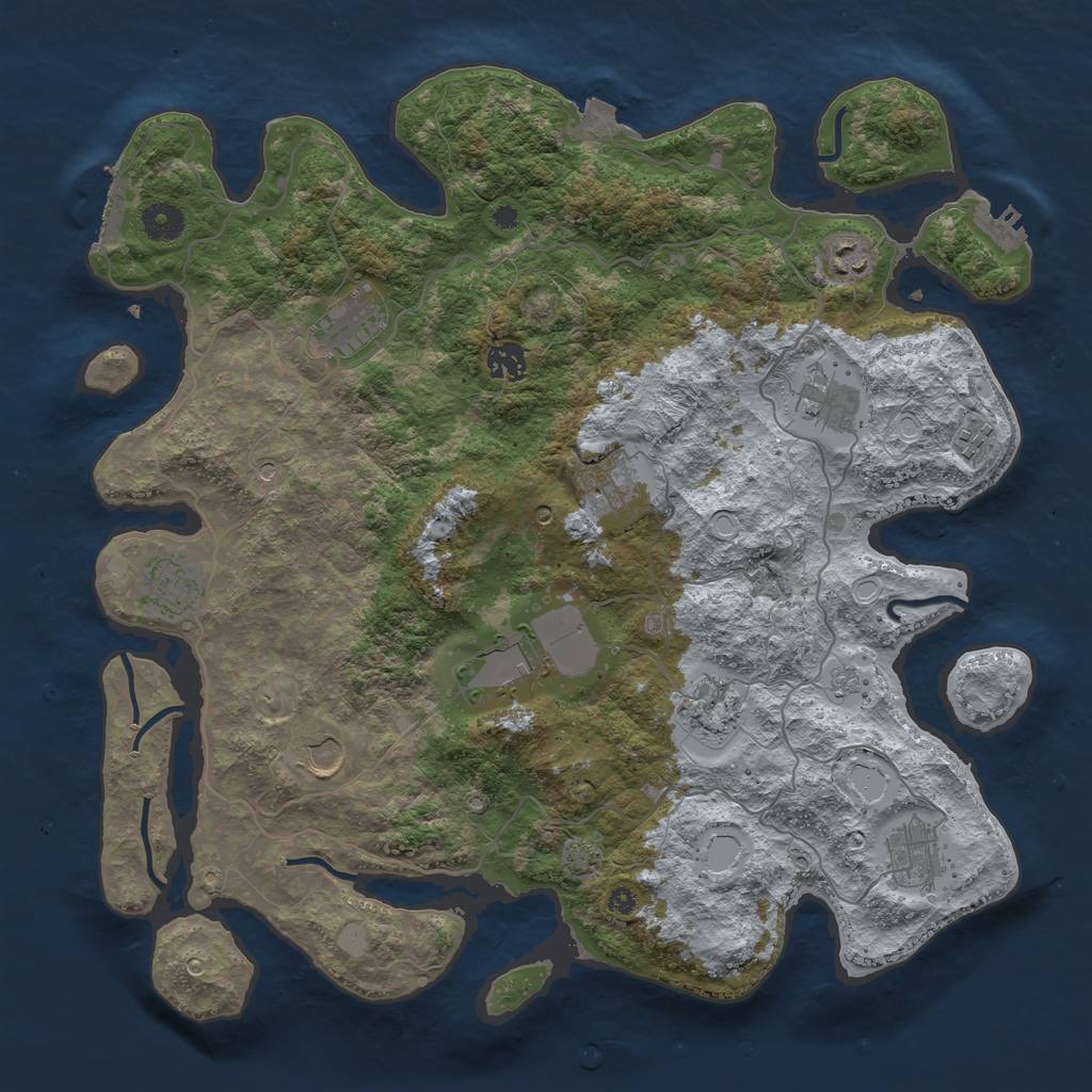 Rust Map: Procedural Map, Size: 4050, Seed: 1458878656, 19 Monuments