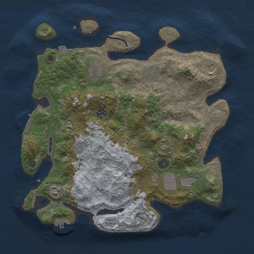 Rust Map: Procedural Map, Size: 3700, Seed: 1069922390, 17 Monuments