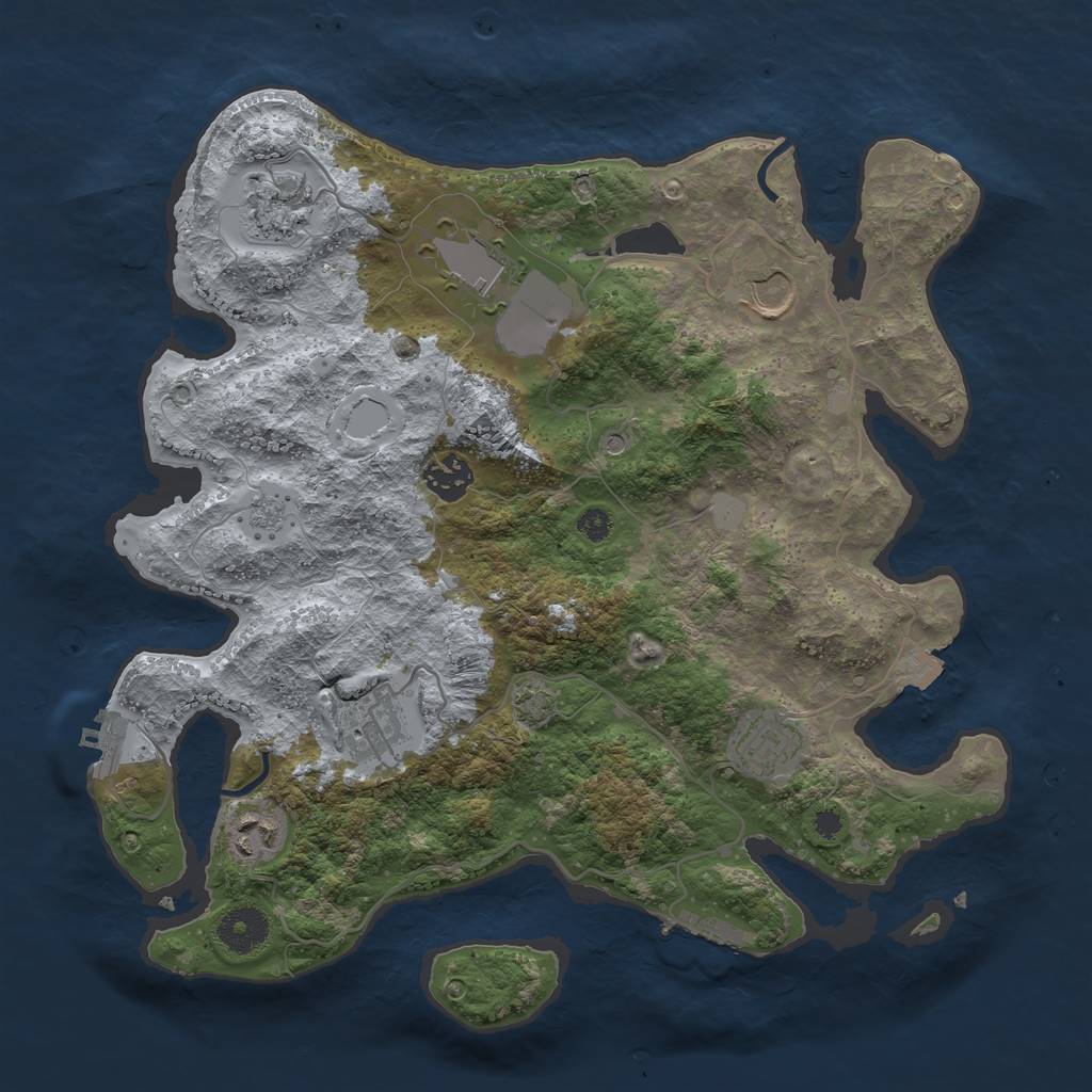 Rust Map: Procedural Map, Size: 3500, Seed: 1113703436, 15 Monuments