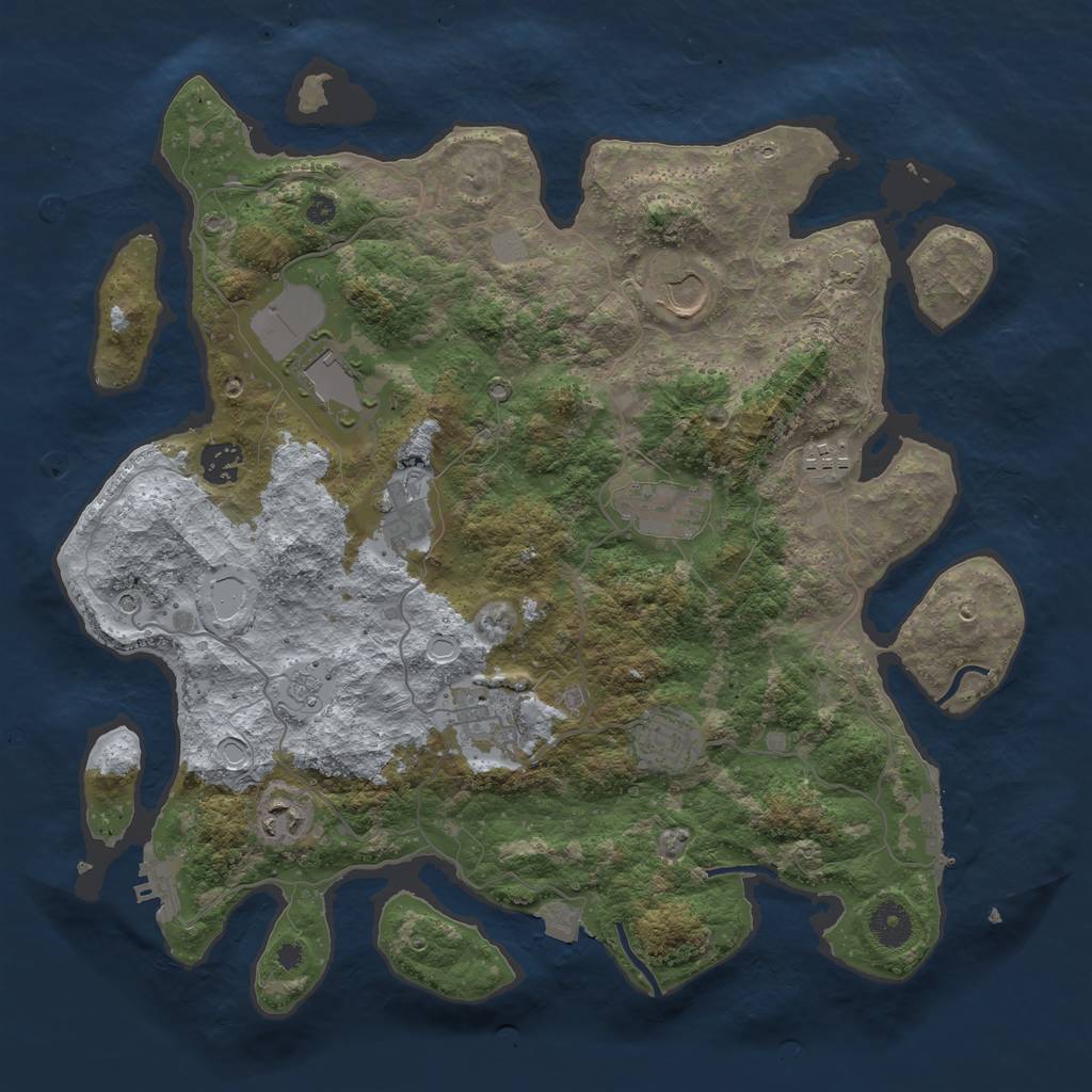 Rust Map: Procedural Map, Size: 3800, Seed: 70438492, 17 Monuments