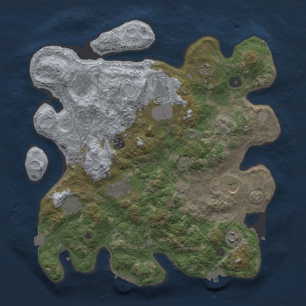 Rust Map: Procedural Map, Size: 3750, Seed: 76932, 17 Monuments