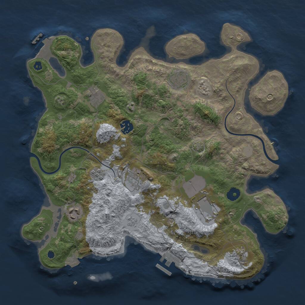 Rust Map: Procedural Map, Size: 3500, Seed: 1413763256, 14 Monuments