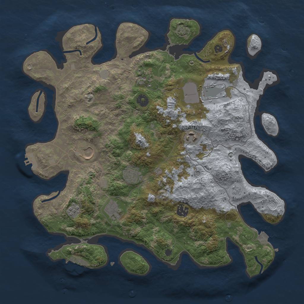 Rust Map: Procedural Map, Size: 3750, Seed: 452458145, 16 Monuments