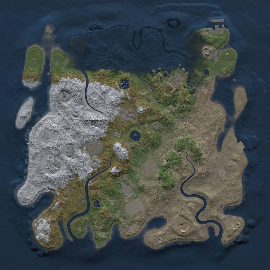 Rust Map: Procedural Map, Size: 3950, Seed: 1960584072, 16 Monuments