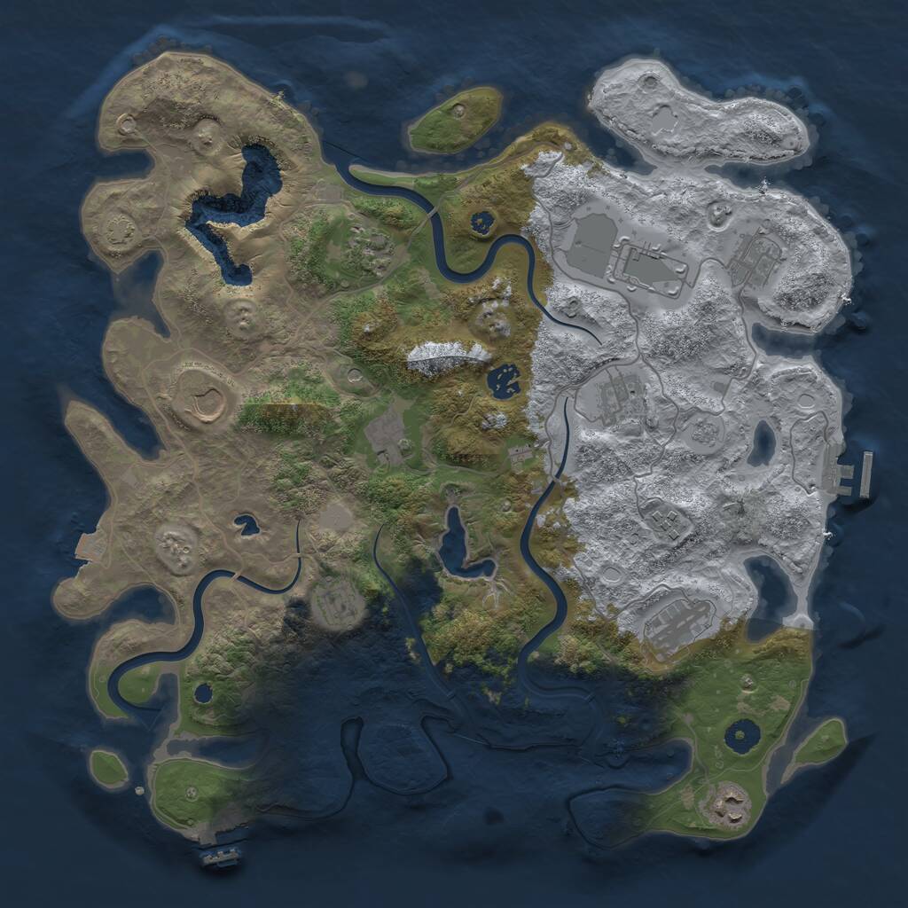 Rust Map: Procedural Map, Size: 4000, Seed: 906492751, 17 Monuments