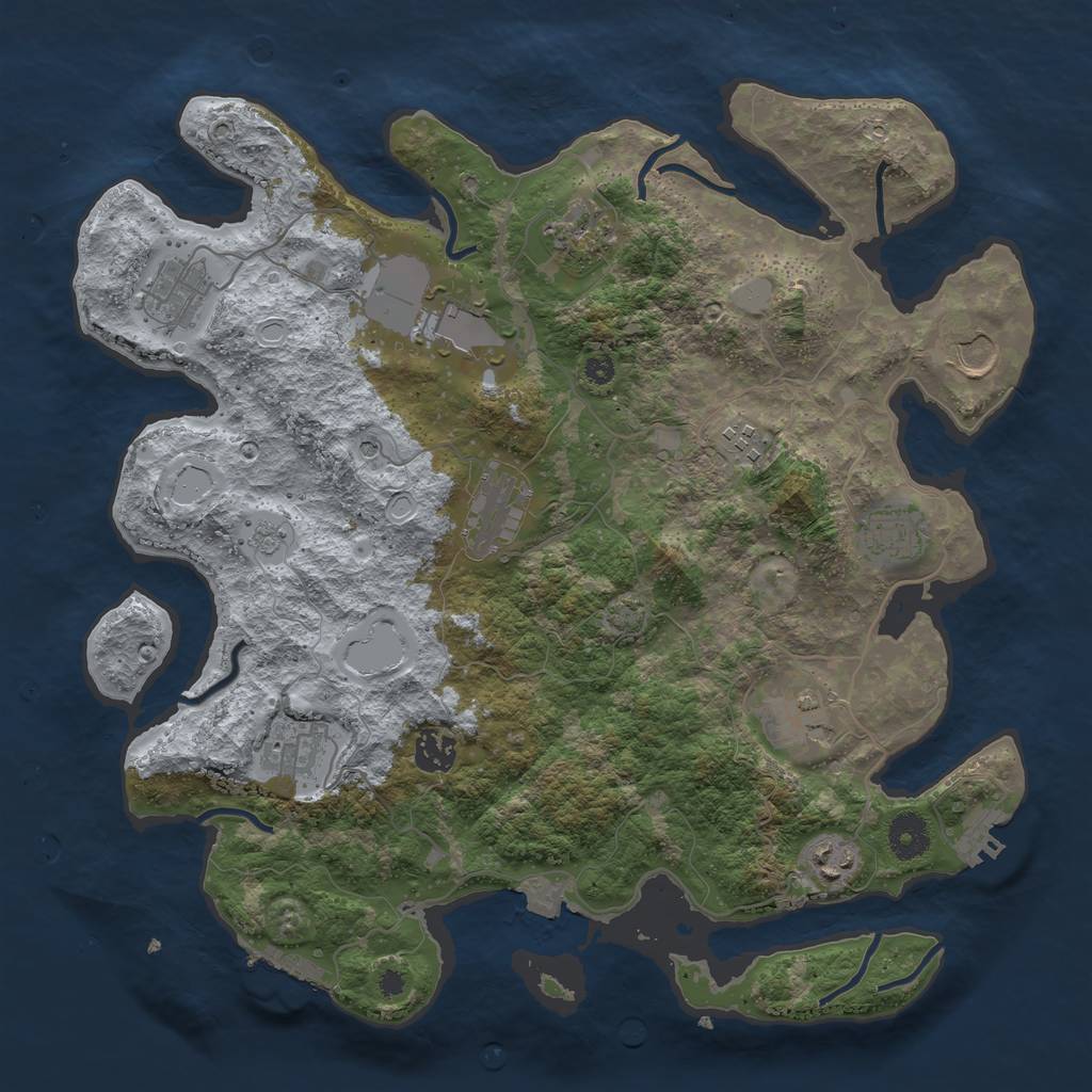 Rust Map: Procedural Map, Size: 3750, Seed: 658768, 19 Monuments