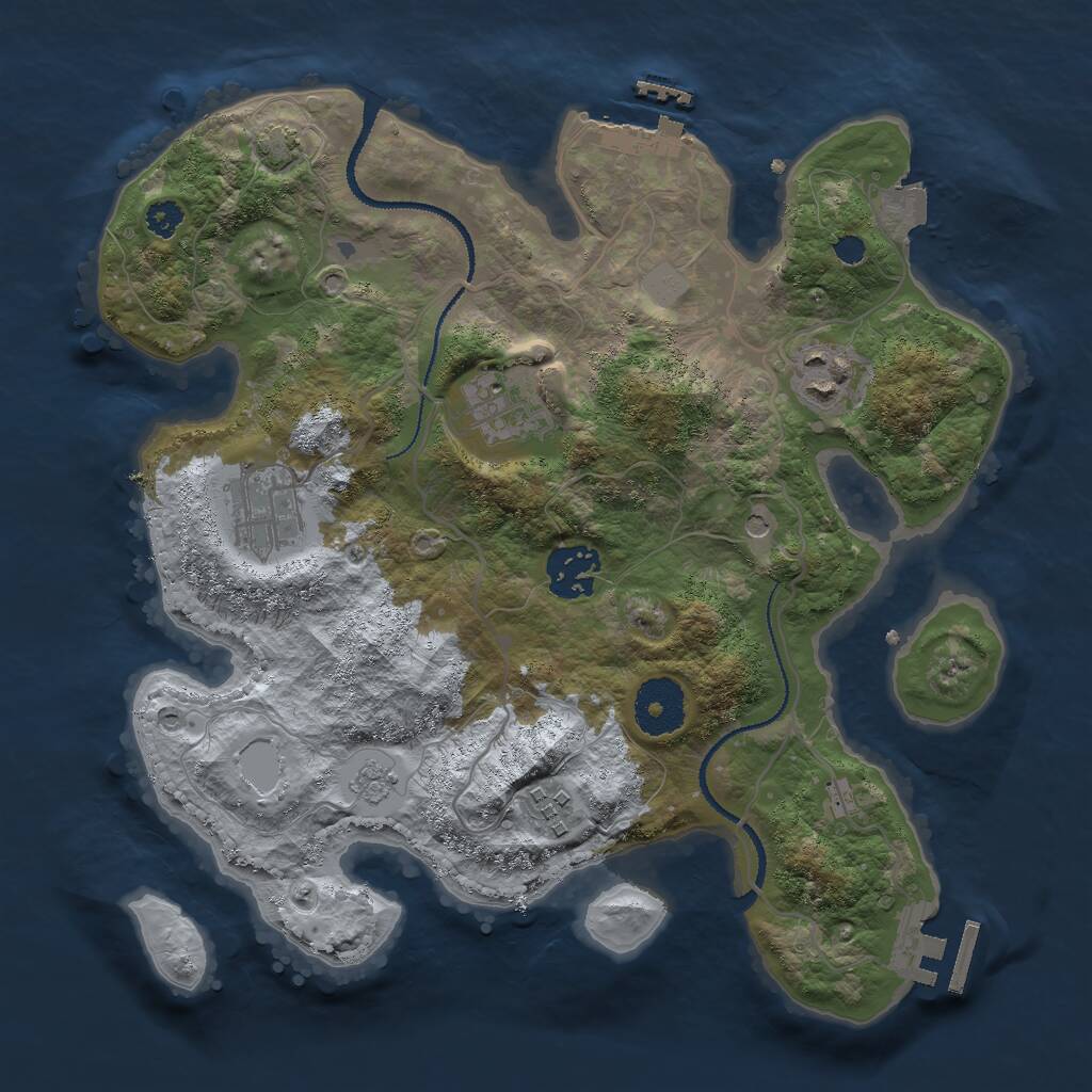 Rust Map: Procedural Map, Size: 3000, Seed: 948430553, 11 Monuments