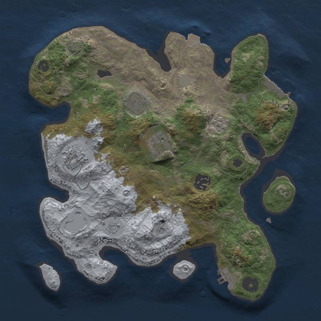 Rust Map: Procedural Map, Size: 3000, Seed: 948430553, 13 Monuments