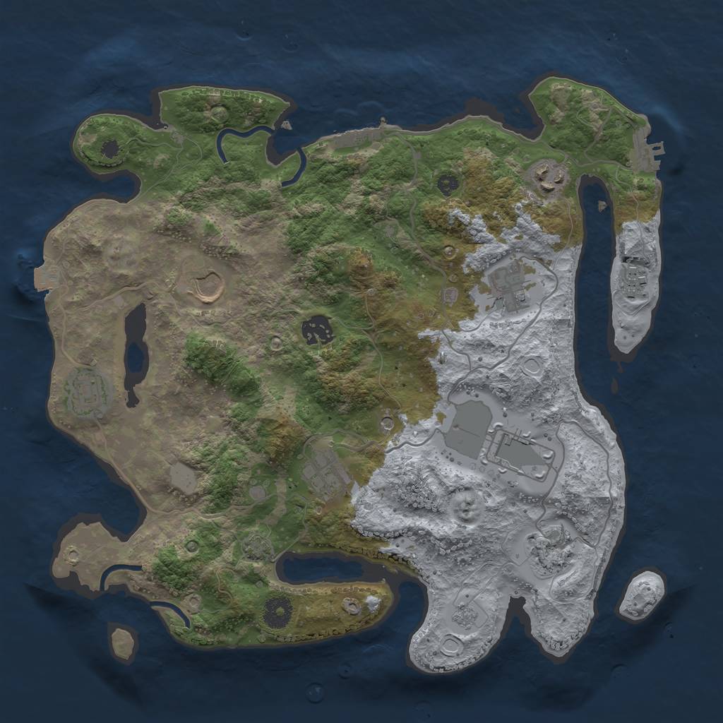 Rust Map: Procedural Map, Size: 3500, Seed: 1997711457, 17 Monuments