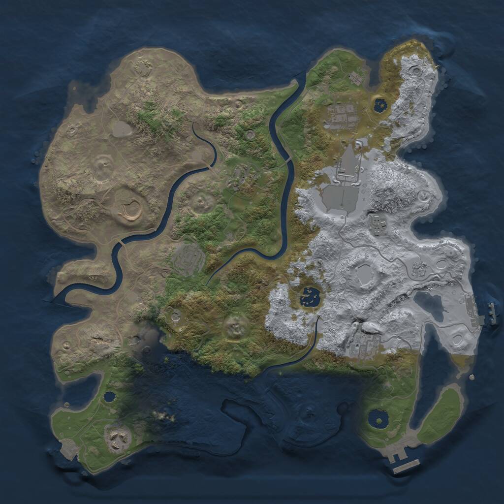 Rust Map: Procedural Map, Size: 3700, Seed: 1188207474, 16 Monuments