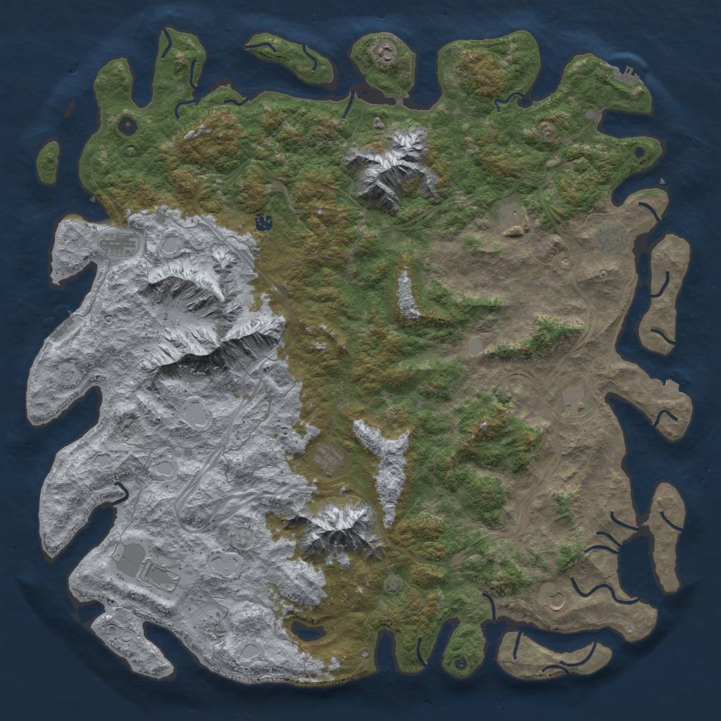 Rust Map: Procedural Map, Size: 6000, Seed: 2345234, 19 Monuments