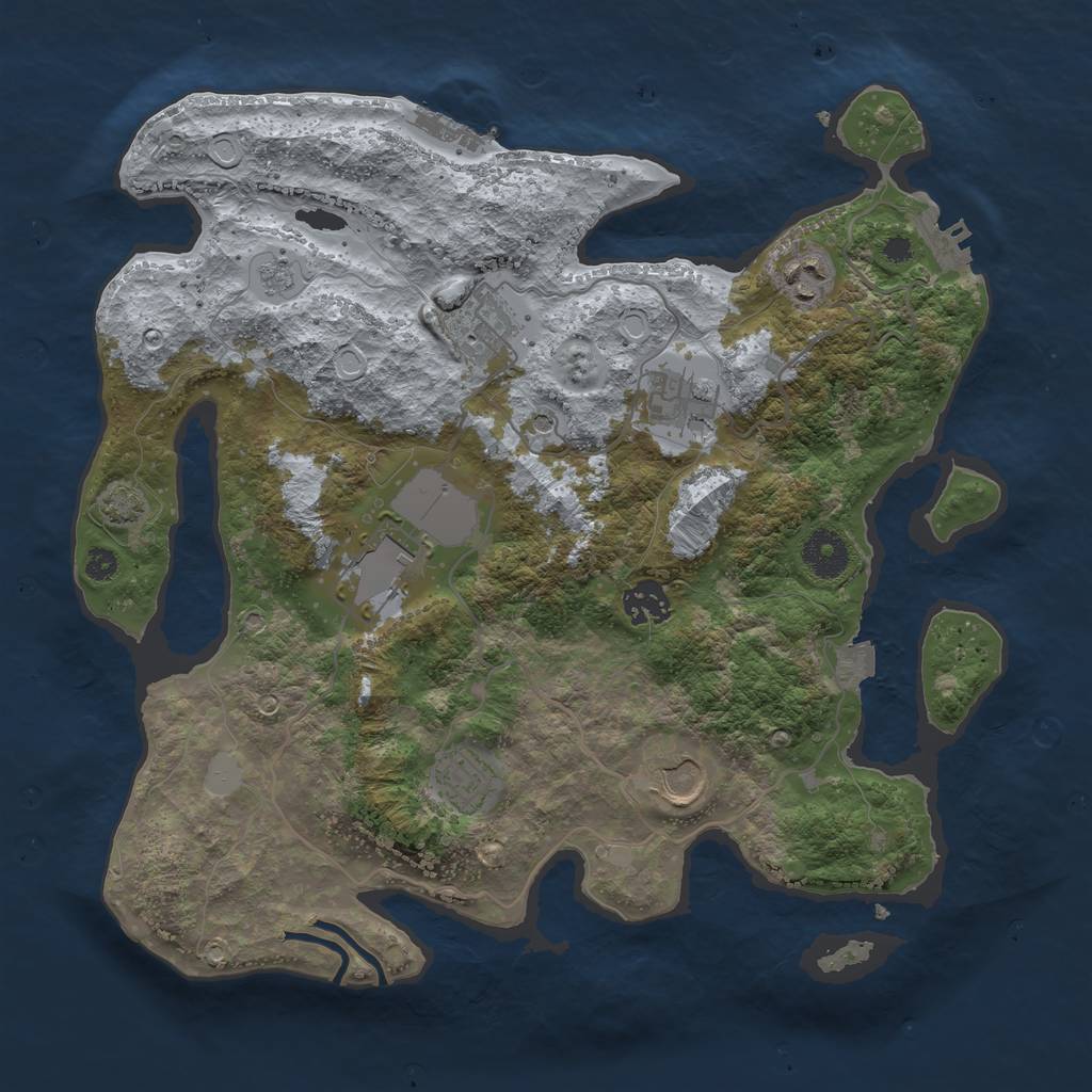 Rust Map: Procedural Map, Size: 3500, Seed: 2123339822, 15 Monuments