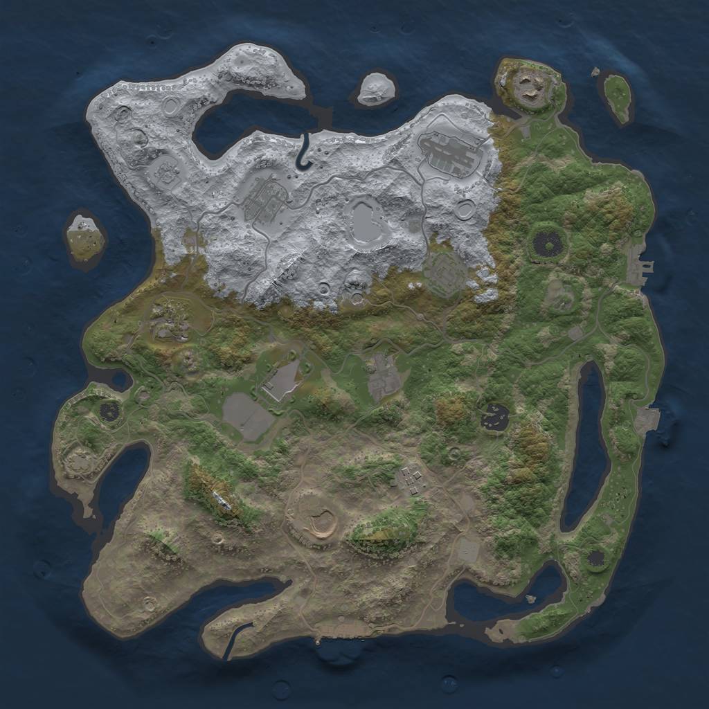 Rust Map: Procedural Map, Size: 3750, Seed: 521919, 18 Monuments