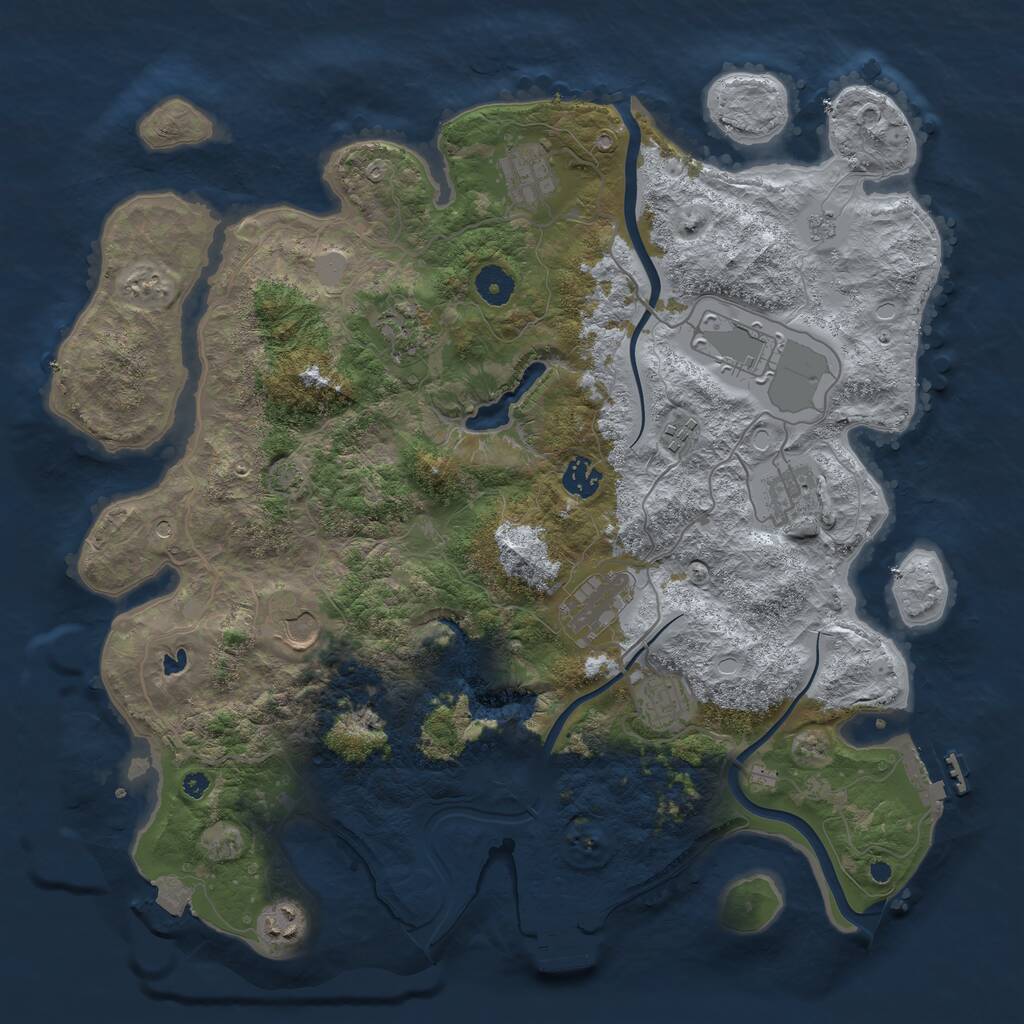 Rust Map: Procedural Map, Size: 4000, Seed: 1857631594, 16 Monuments